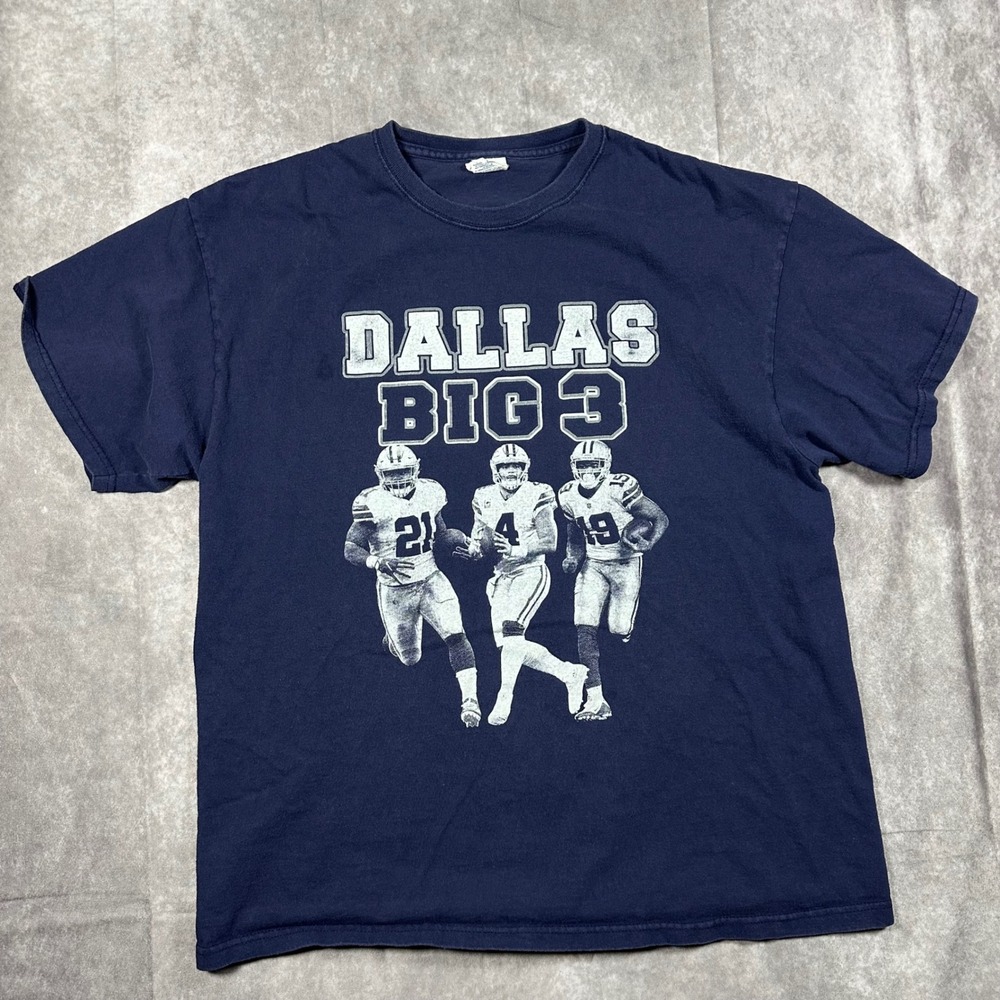 Dallas Cowboys Big 3 T-Shirt Mens XL Navy‎ Blue Elliott Prescott Cooper Graphic